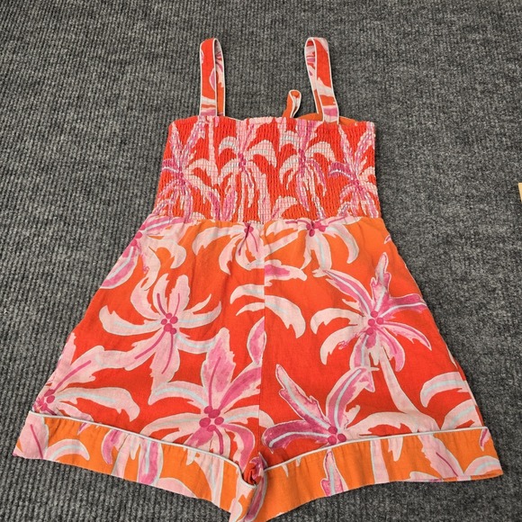 NWT House of Harlow 1960 Berry Palm Romper Womens Small Pink Orange Bow Boho - Picture 8 of 8